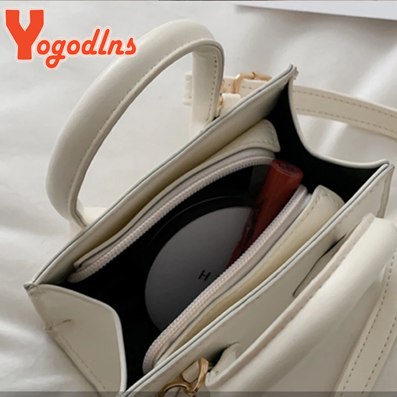 Yogodlns Vintage Mini Crossbody Bag Women PU Leather Small Messenger Bag Elegant Shoulder Bag Designer Handbag Casual Lady Purse