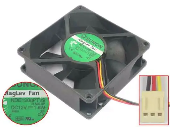 SUNON KDE1208PTV2 13.MS.AF Server Cooling Fan DC 12V 1.6W 80x80x25mm 3-Wire