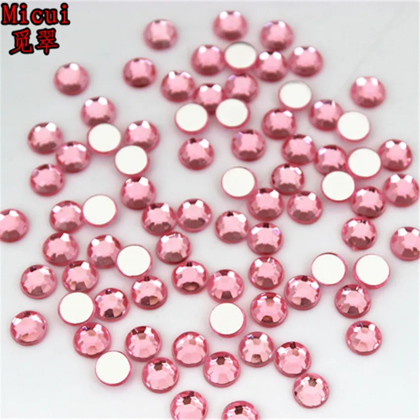 Micui  Round Acrylic Non Hotfix Rhinestone Flatback Crystal AB 3D Nail Art Rhinestones For Nail Art Garment Decorations MC258
