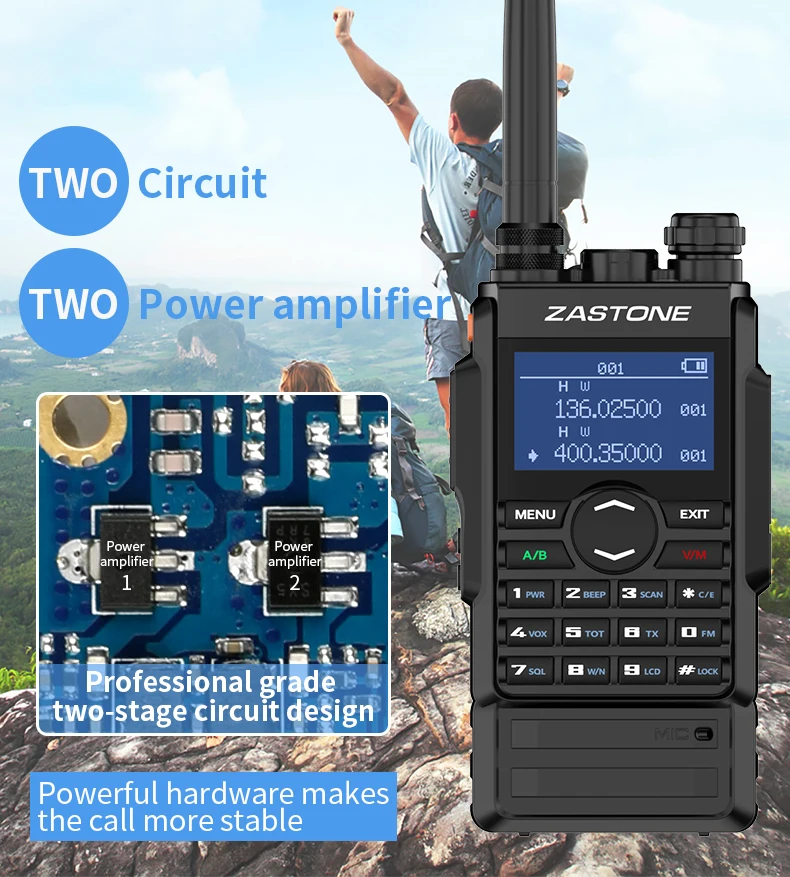 Zastone M7トランシーバーvhf uhf portatileラジオ5ワットトランシーバー2600バッテリー双方向ラジオfmハム136-174 400-480mhz