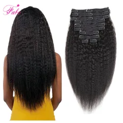 Fabc Kinky Straight Hair Clip ins Human Hair Extensions for black women Brazilian Remy Hair 10 Pieces/Set Clip-in Full Head 120G