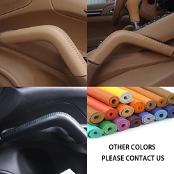 1pc Genuine Leather Door Handle Center Console Armrest Handle Protective Cover For Porsche Cayenne 2011 2012 2013 2014 2015 2016