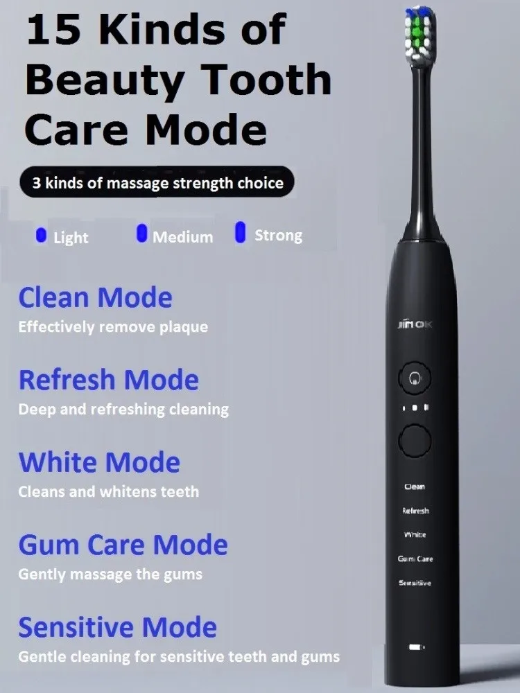 JIMOK K2 spazzolino elettrico potente Ultra sonic Sonic elettrico USB ricaricabile per adulti sbiancante tecnologia medica spazzolatura K2
