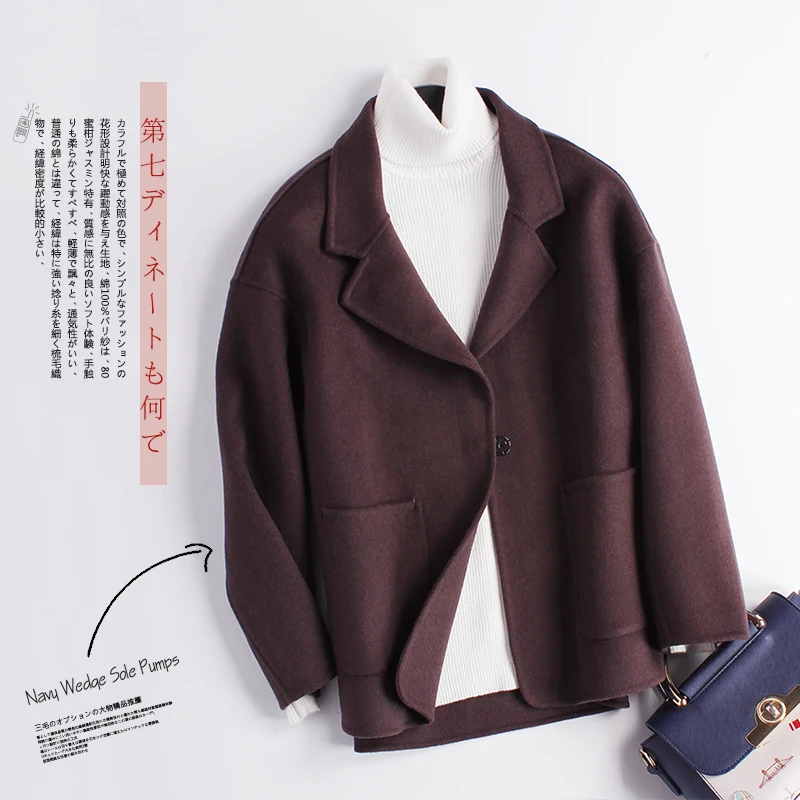 Winter Coat Women Autumn 100% Wool Coat 2019 Korean Double Sided Cashmere Jacket Ladies Woolen Casaco Feminino Hiver 9086