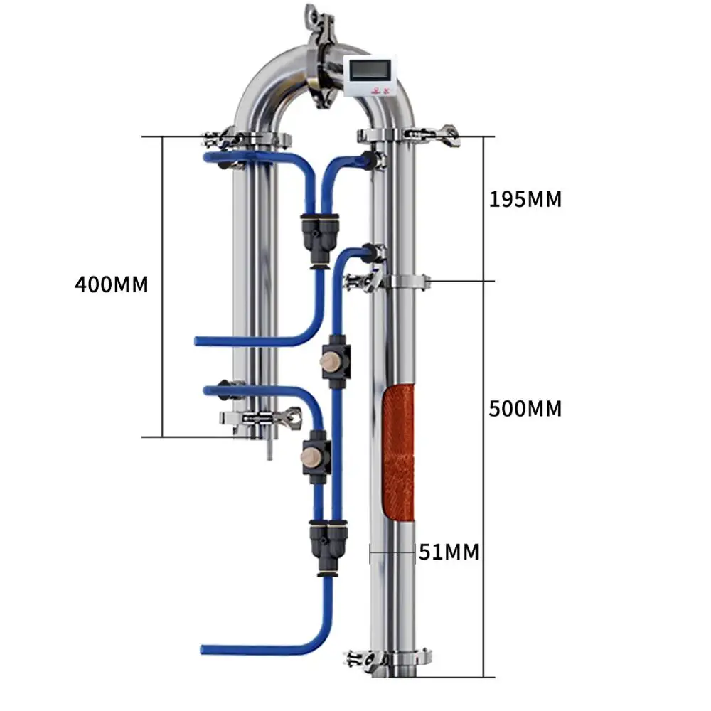 

Tubular distillation column distilled equipment with copper net alcohol production home brewed brandy vodka whisky moonshine