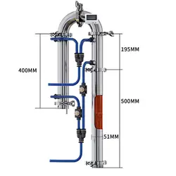 Tubular distillation column distilled equipment with copper net alcohol production home brewed brandy vodka whisky moonshine