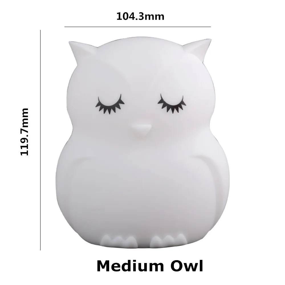 Owl LED Night Light Touch Sensor Remote Control 9 Colors Dimmable Timer Rechargeable Silicone Night Lamp for Children Baby Gift