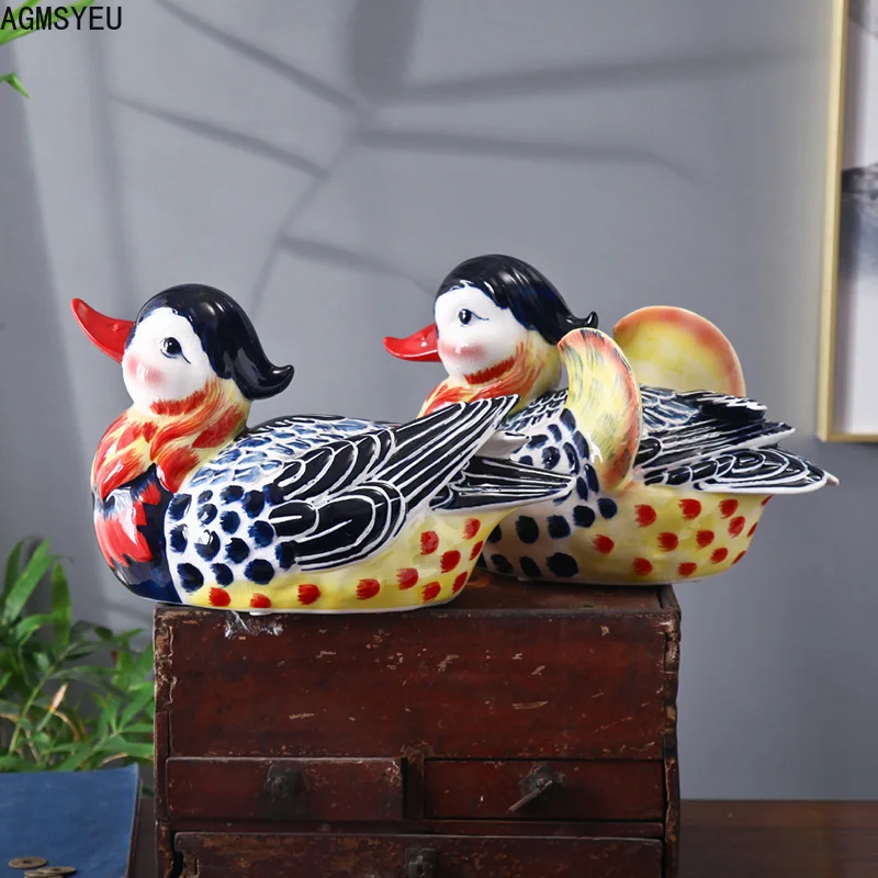 AGMSYEU New Chinese Creative Animal Sculpture Ceramic Crafts Decoration Study Room Living Room Desktop Home Decoration