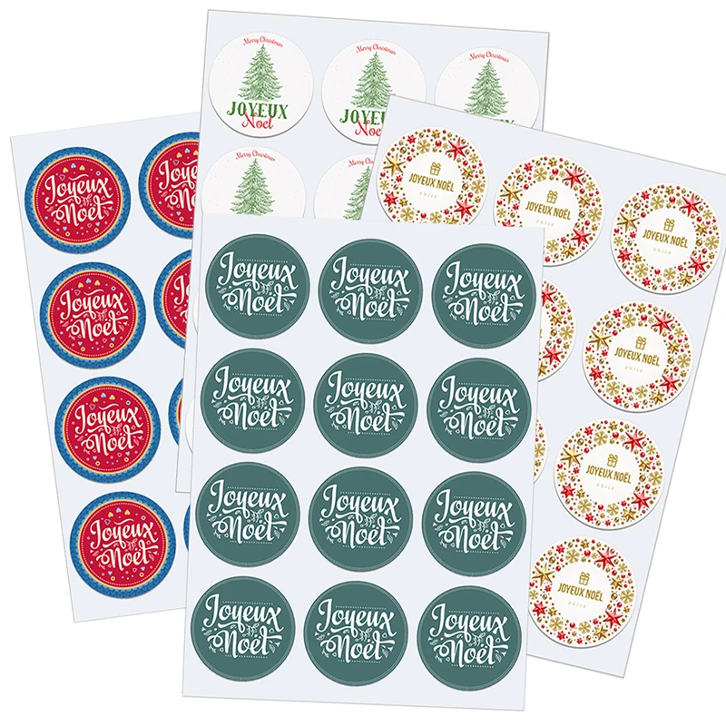 Merry Christmas French Joyeux Noel Gift Sealing Stickers Self-adhesive Stickers New Year Xmas Christmas Party Decor Labels