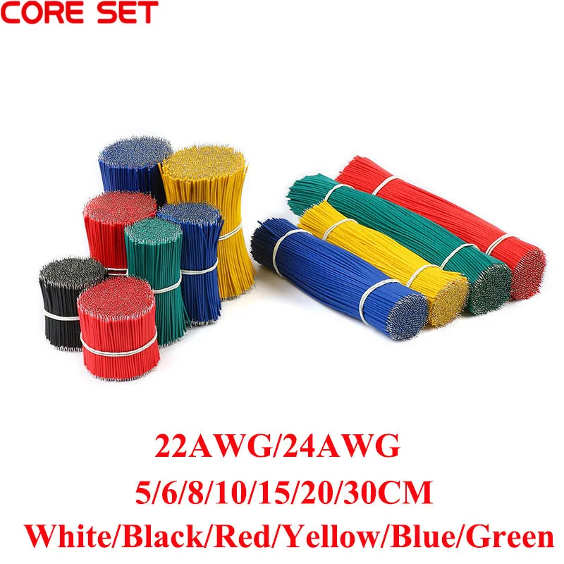 100Pcs 22AWG 24AWG Tin-Plated PCB Solder Cable 22AWG 5/6/8/10/15/20/30cm Jumper Wire Cable Tin Conductor Wires Connector Wire