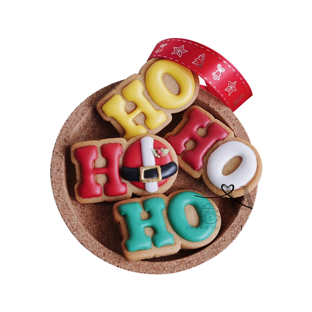 1Pc Christmas Biscuit Mold Icing Cookie Mold HOHOHO Letters Cookie Cutter DIY Pastry Fondant Cake Cute Baking Mould Kitchen