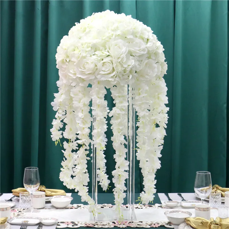 

35/45/50CM Artificial Flower Table Centerpiece Wedding Decor Road Lead Bouquet DIY Wisteria Vine Flower Ball Silk Party Event