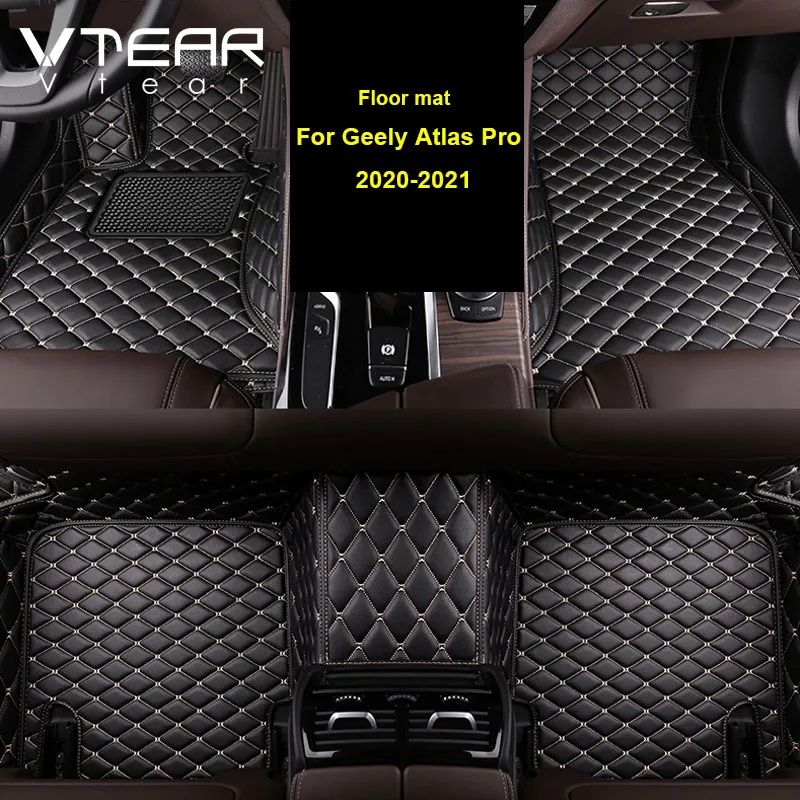 Vtear Car Floor Mat Leather Interior Decoration Anti-dirty Rugs Cover Accessories For Geely Atlas Pro Azkarra Belgee X70 2023