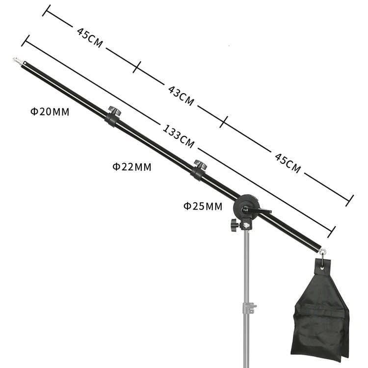 Photo Studio Kit Tripod Light Stand Cross Arm With Weight Bag Photo Studio Accessories Extension Rod 53 -133CM Backdrop Stand