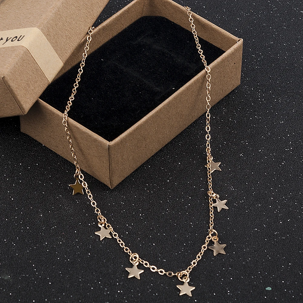 Fashion Women Lady Elegant Star Pendant Beach Chocker Chain Necklace Simple Choker Party Dress Necklaces Jewelry gold necklace