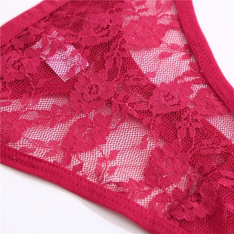 3PCS Sexy Lace G-String Seamless Panties Women Transparent Low-waist Underpant Hollow Out Thong Female Underwear Lingerie