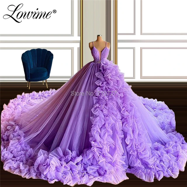 Amazing Long Cloud Prom Dresses Ruffles Tiered Evening Dress 2020 Puffy Party  Dress Beaded Vestidos De Festa Celebrity Dresses - Evening Dresses -  AliExpress