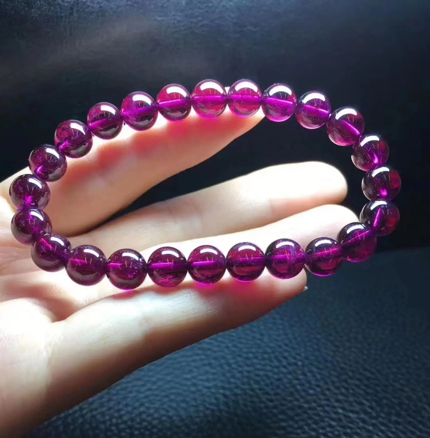 

Natural Purple Garnet Beads Bracelet 7mm 8mm 9mm Women Garnet Round Crystal Beads Stretch Charm Bracelet AAAAAA