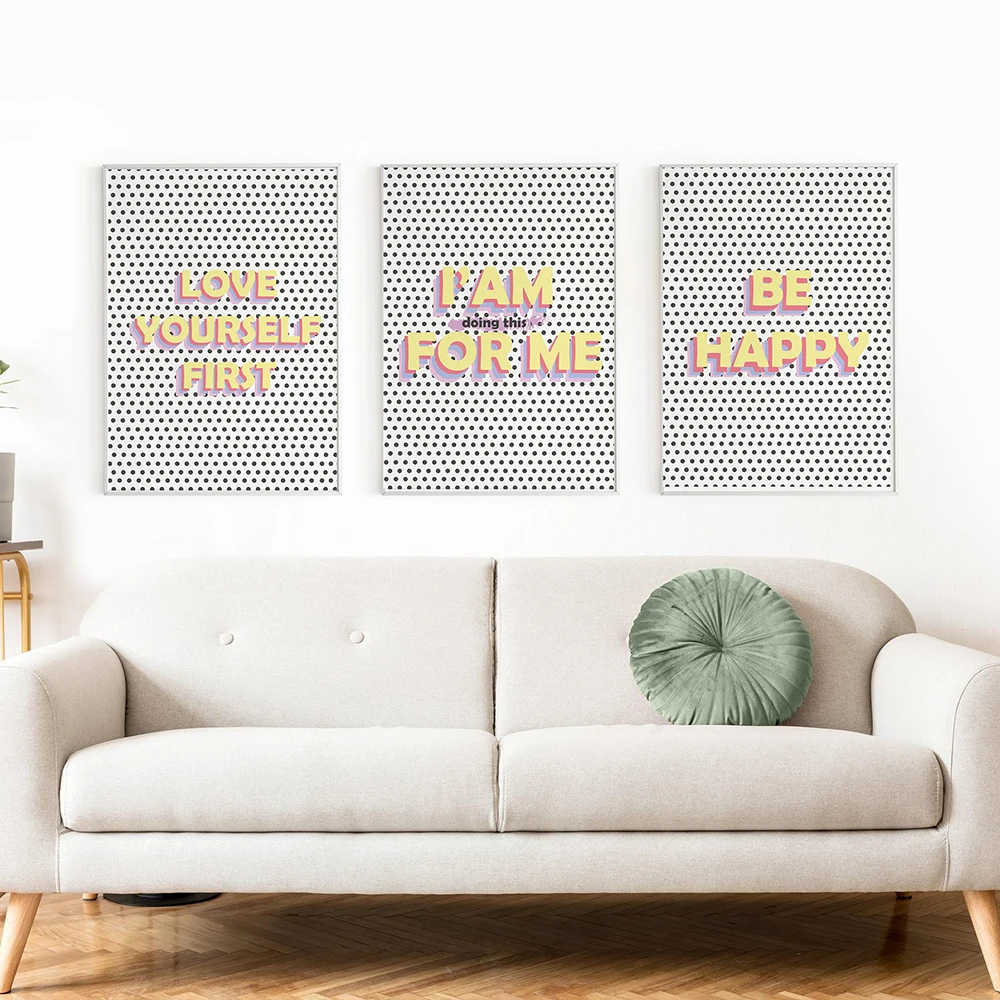 Positive Motivational Typography Poster Rainbow Canvas Painting Inspirational Girl Power Poster Wall Art Modern Print Pictures