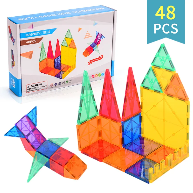 LFAYER 7.5cm 48/78PCS blocchi magnetici piastrelle da costruzione blocchi di costruzione magnetici imposta giocattoli educativi per regalo per bambini