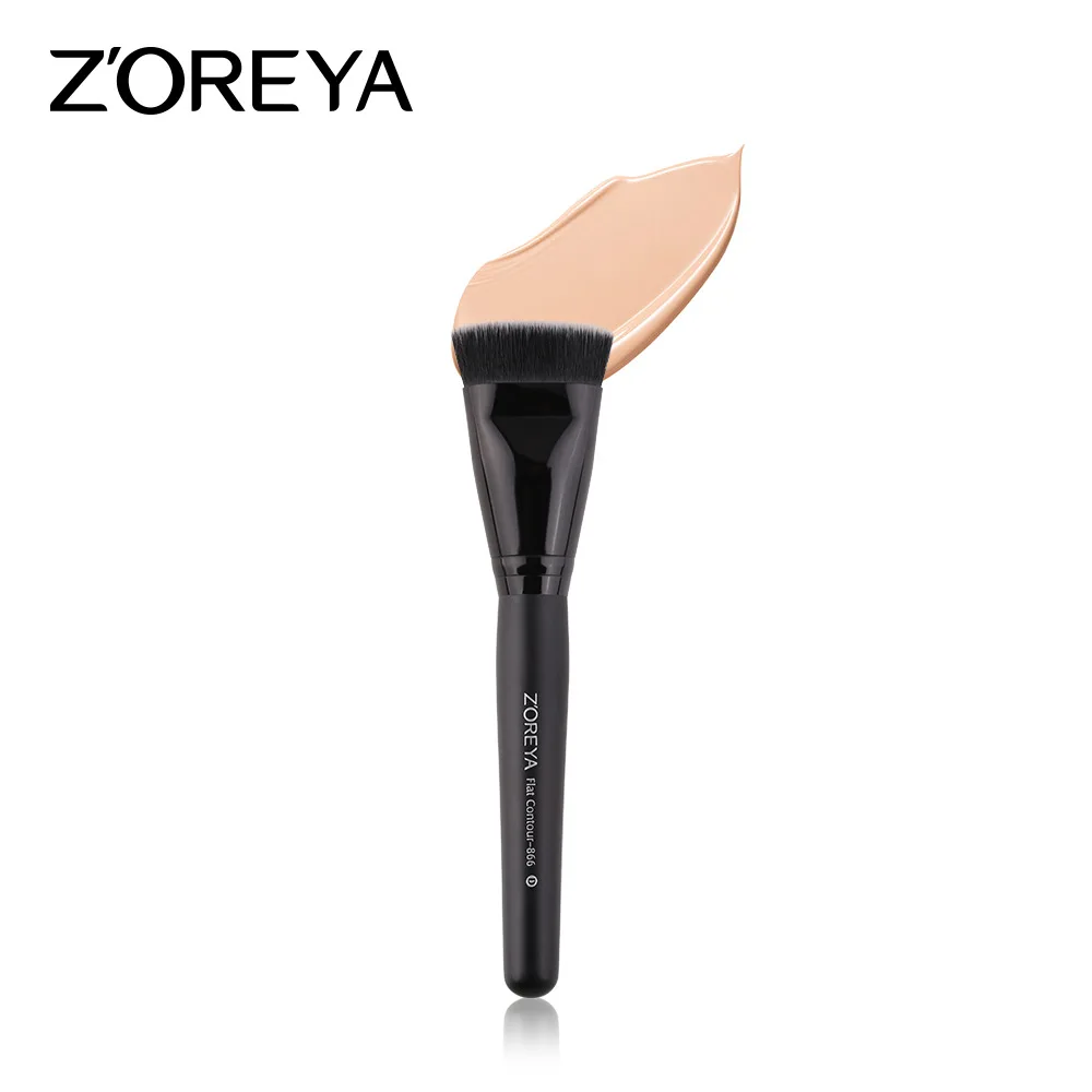 Zoreya-인조 섬유 뷰티 도구, 블랙 우드 핸들 메이크업 브러쉬, 파우더 파운데이션 브러쉬, 여성을 위한 화장품 선물, 인기 판매