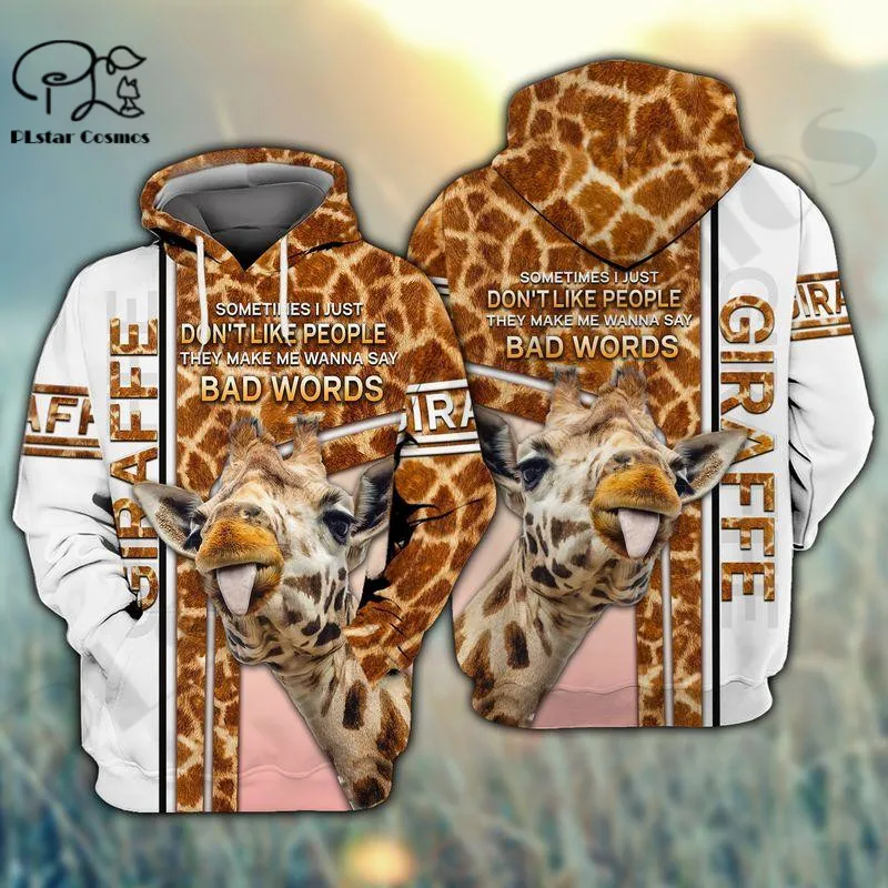 PLstar Cosmos 3D Printed Giraffes Animal Art Newest Harajuku Funny Premium Streetwear Unisex Casual Hoodies/Sweatshirt/Zip 6