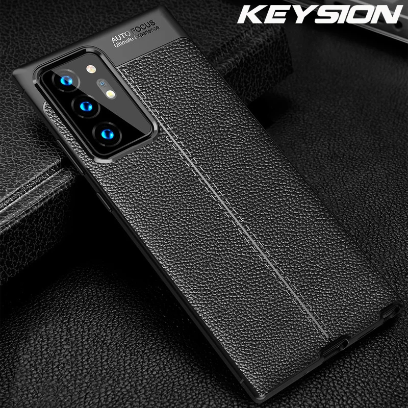 KEYSION Shockproof Case for Samsung Galaxy Note 20 Ultra luxury Leather Soft Silicone Phone Back Cover for Samsung NOTE 20 Ultra