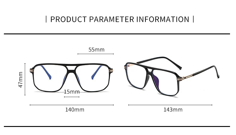 Blau Licht Blockieren Gläser Rahmen für Männer und Frauen Optische Gläser Vollrand Aviator Stilvolle Rezept Brille Pilot Rahmen – Detail 3