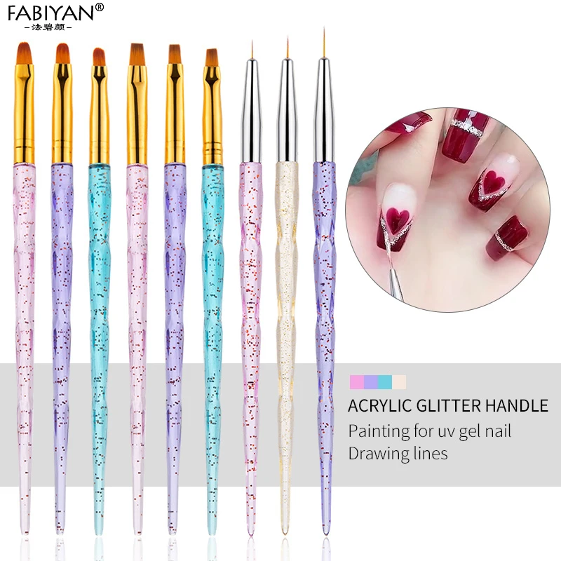 

Nail Art UV Gel Brushes Extension Liner Detailing Painting Drawing Flower Pen For Crystal Handle Manicure Tool 3Pcs /Set