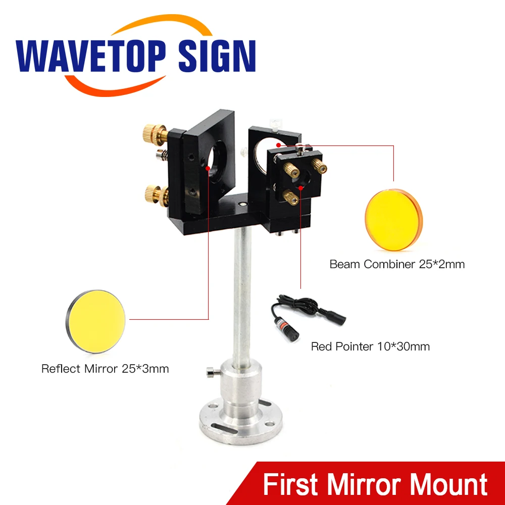 WaveTopSign E Series First Mirror Mount Include Beam Combiner and Red Pointer For CO2 Laser Engraving Cutting Machine