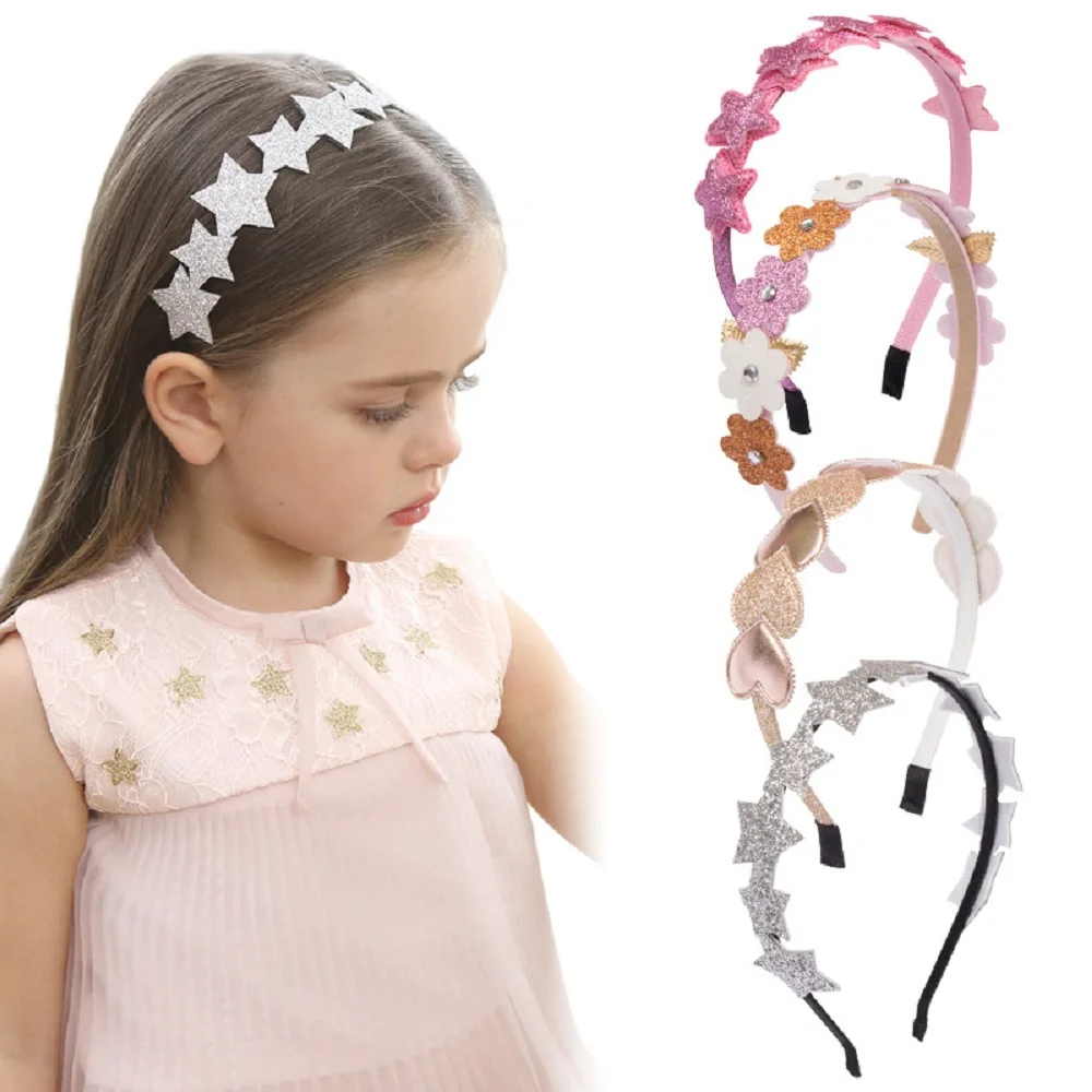 1Pcs Fashion Kids Hair Band Shiny Sequin Love Cherry Heart Headband BB Party Hair Accessories Girl Hairband