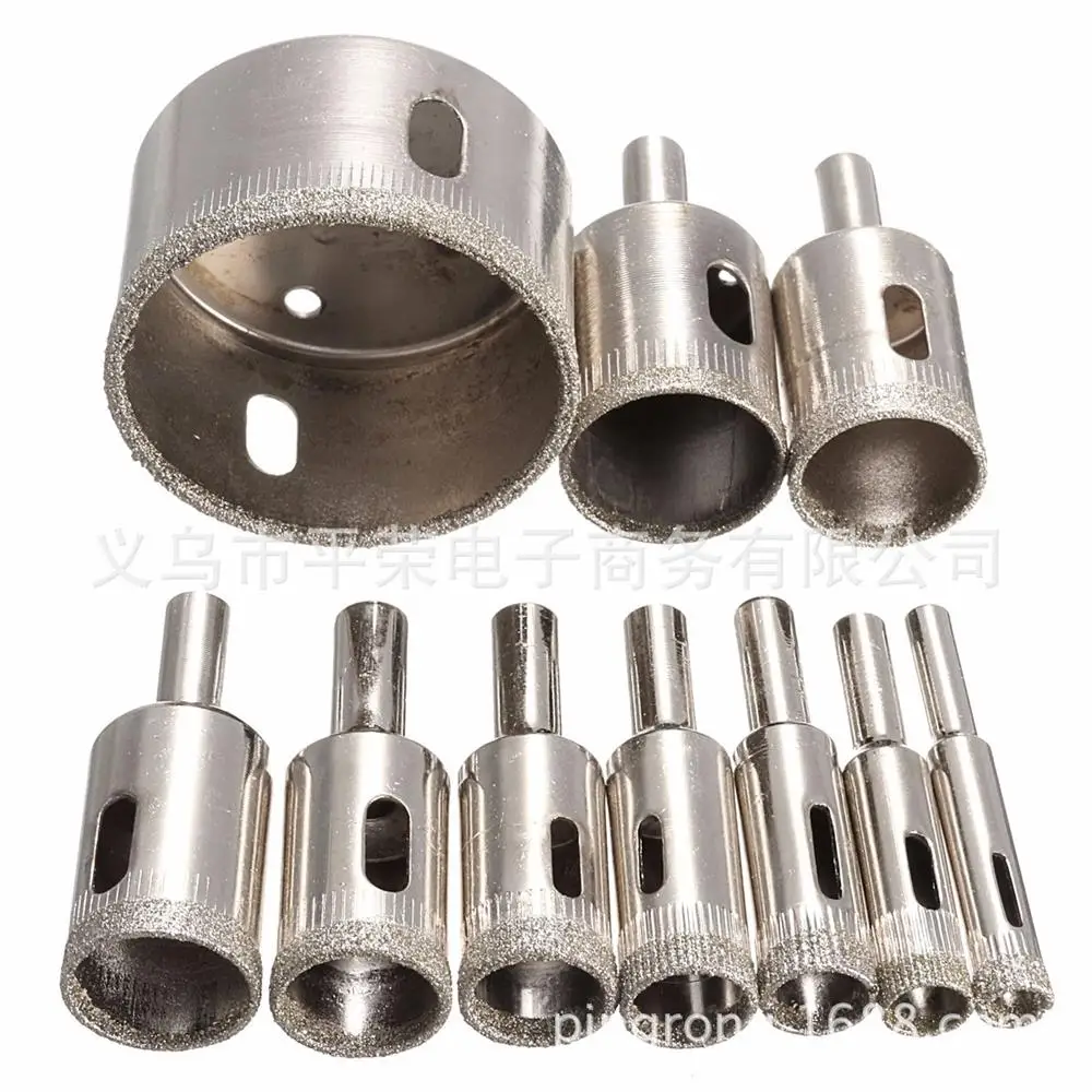 10 Chiếc Tráng Kim Cương Bộ Mũi Khoan Ngói Đá Cẩm Thạch Kính Gốm Cưa Lỗ Khoan Bits Cho Dụng Cụ Điện 8mm-25mm-50mm