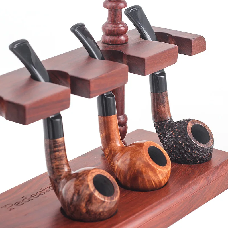 Bent Type Pipe Briar Smoking Pipe 9mm Filter Handmade Old-fashioned Portable Tobacco Pipe for Men