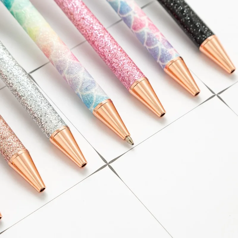 1pc Pen Shiny Ballpoint Pen Luxury Cute Wedding Rose Gold Metal Stationery School Office Supply High Quality Spinning