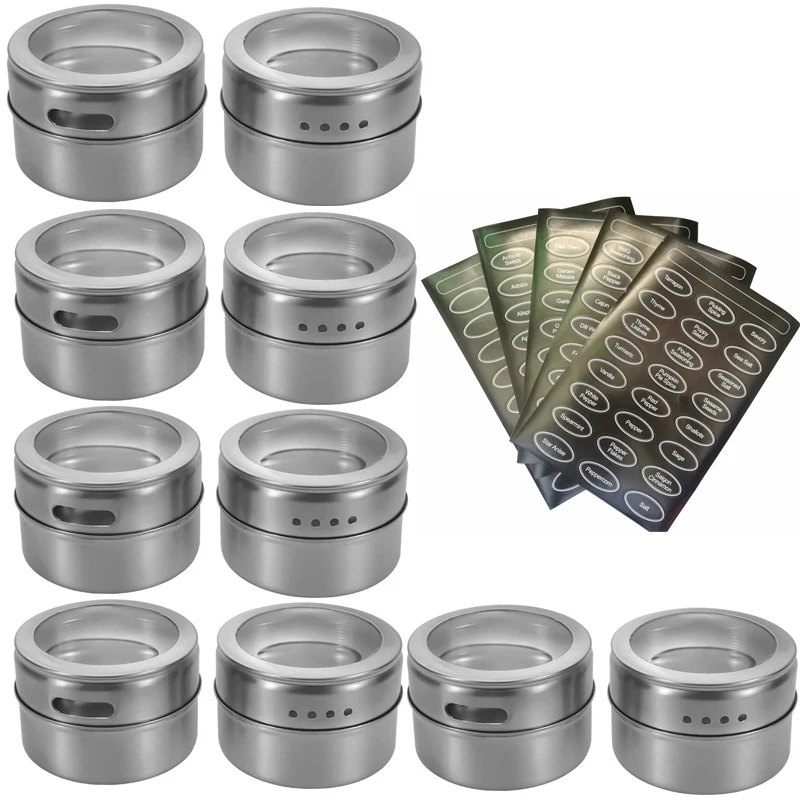 Magnetic MultiPurpose Spice Storage Tins Stainless Steel Spice Jar Set With Magnetic on Refrigerator Seasoning Sprays 1PC