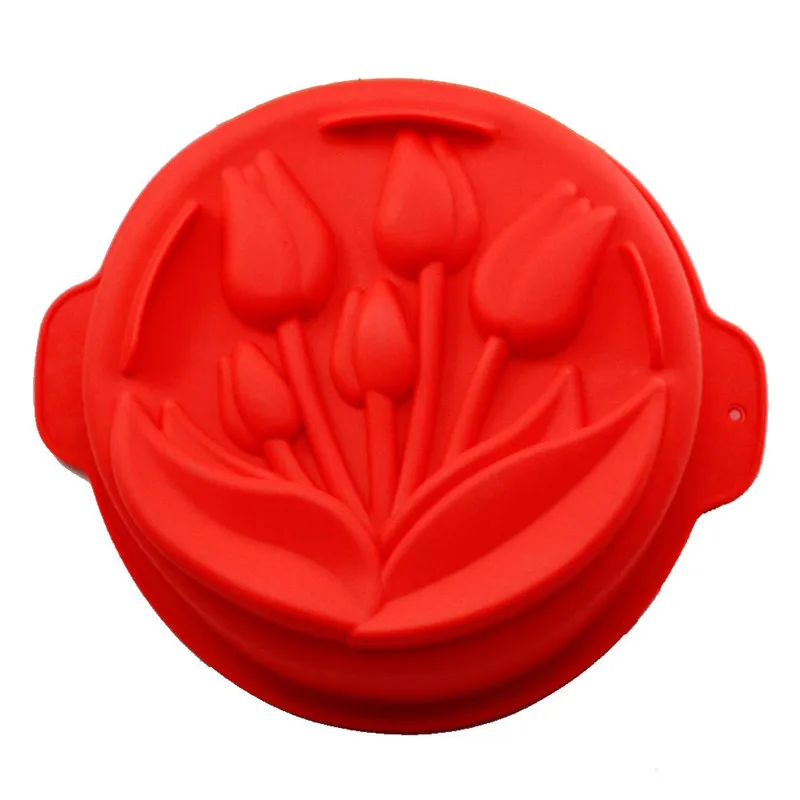 Tulip Flower Shape Silicone Cake Mold  Large Baking Tray 3D Birthday Cake Bakeware Bread Fondant Mould Decorating Tools