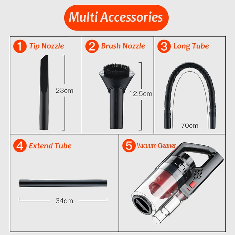 Car Vacuum Cleaner Wet/Dry Portable Handheld Vakum Cleaner Car 4.5M Power Cord Strong Mini Suction Power Desk Vacuum