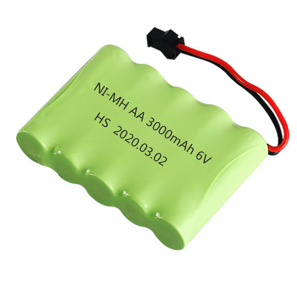 Batterie AA NIlaissée 6V 3000mAh avec câble de chargeur, pour voiture jouet RC, bateau, réservoir, robot, camion, odor, pièces, installations de sécurité