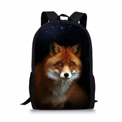 Fox Backpack College Student School Bags for Teenagers Denim Fox Printed Mochila Casual Book Bag Travel Daypack