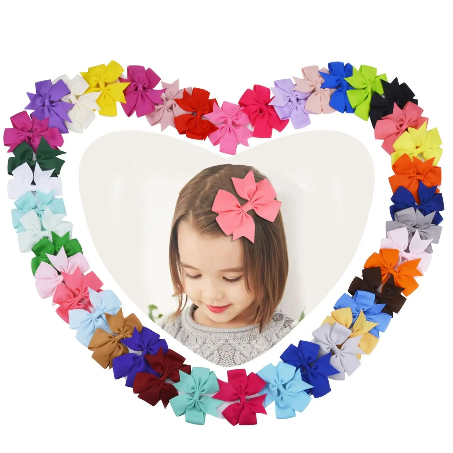 10/20Pcs Grosgrain Ribbon Solid 3.5Inch Hair Bows With Clip For Girls Hair Clips Hairpin Barrettes Headwear Kids Hair Accessorie