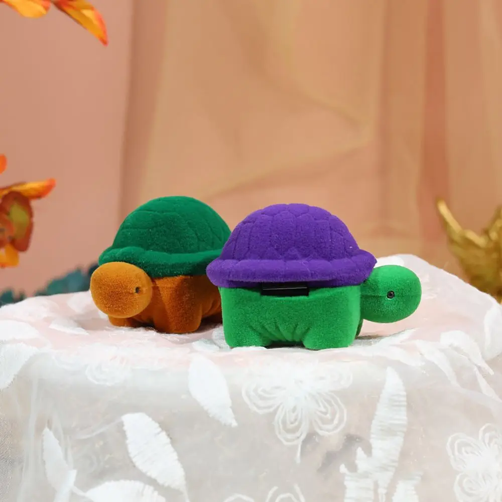 Cute Romantic Turtle Tortoise Gift Cartoon Animals Velvet Ring Box Gift Boxes Storage Case Jewelry Display