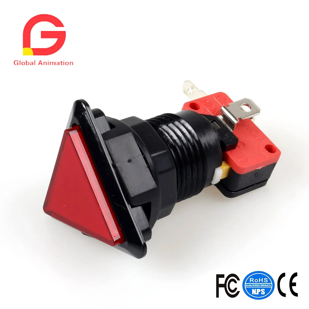 Triangle LED Illuminated Push Buttons with Micro Switch for Arcade Machine, Games Kits, 10 PCs/Lot
