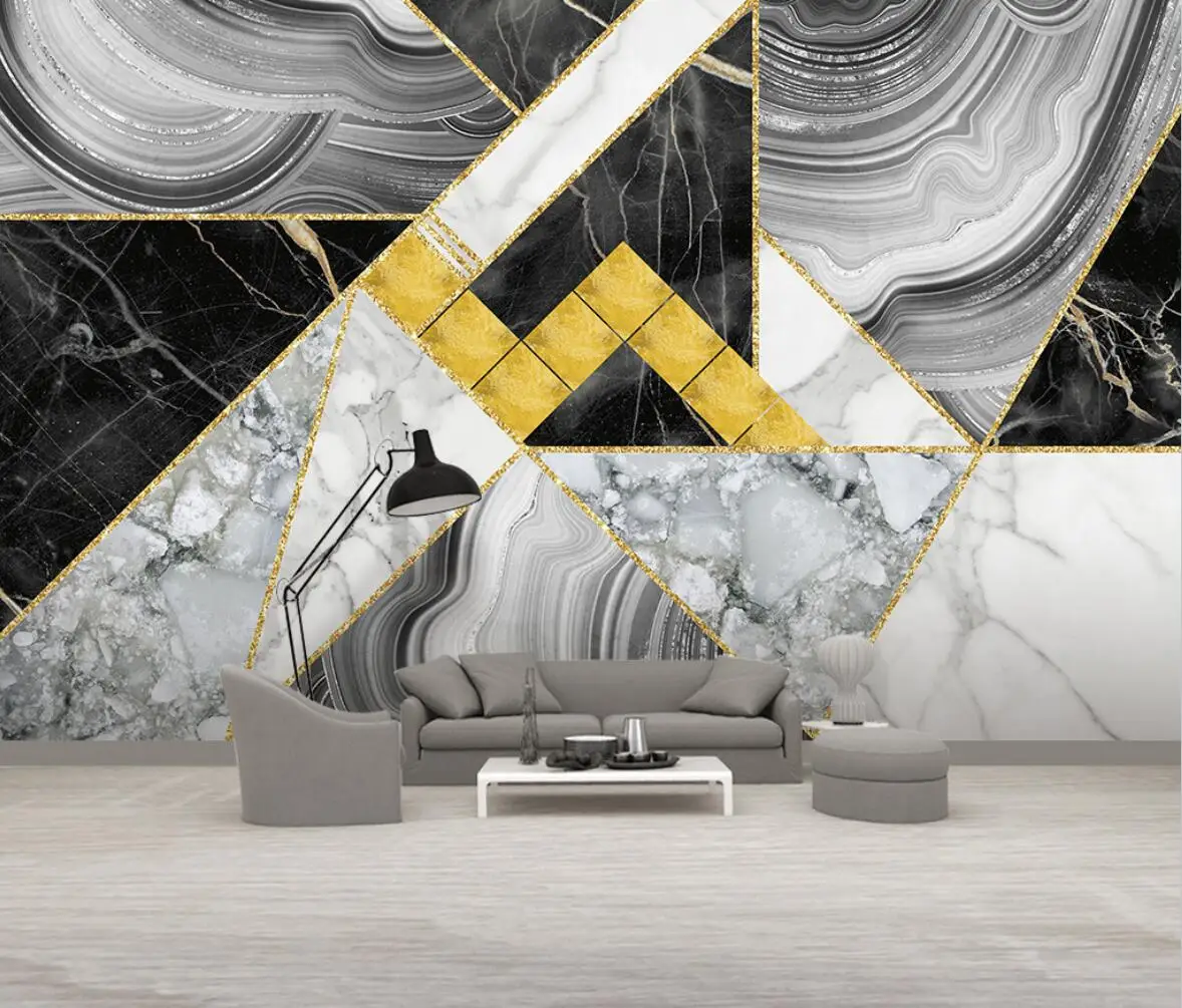 Modern 3d Wallpaper Living Room TV Background Wall Paper Light Luxury 3D Stereoscopic Geometry Simple Mural Painting