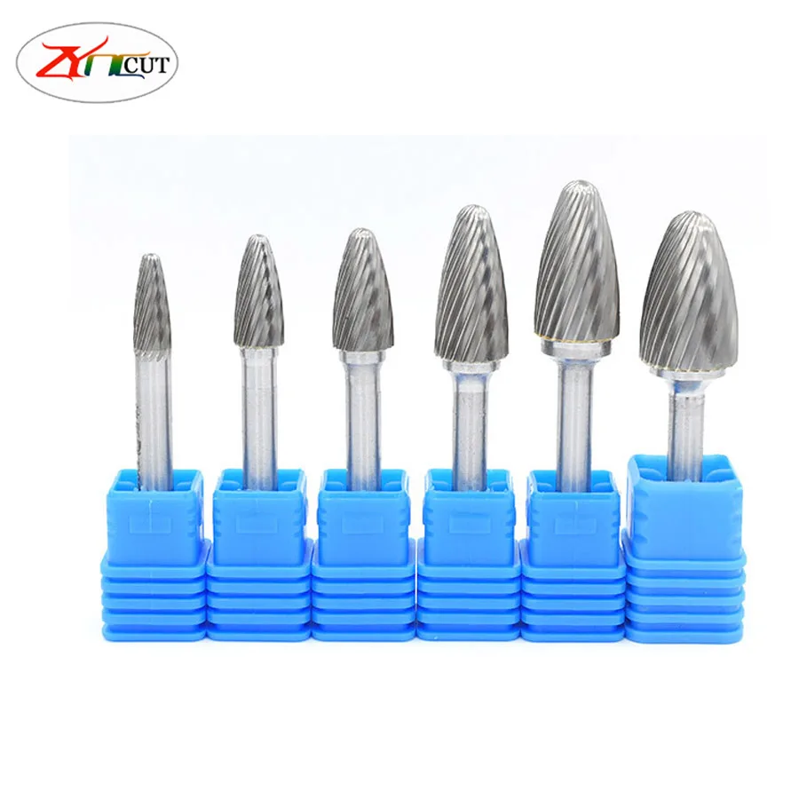 

6pcs set 6 8 10 12 14 16mm single slot Electric knife with metal grinding head,Metal tungsten steel grinding head rotary file