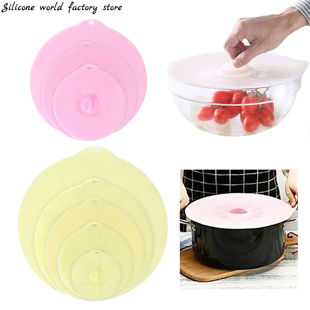 Silicone world 5/3 piece Cooking Pot Pan Lid Reusable Silicone Fresh Keeping cover Microwave Bowl Cover Silicone Kitchen Gadgets