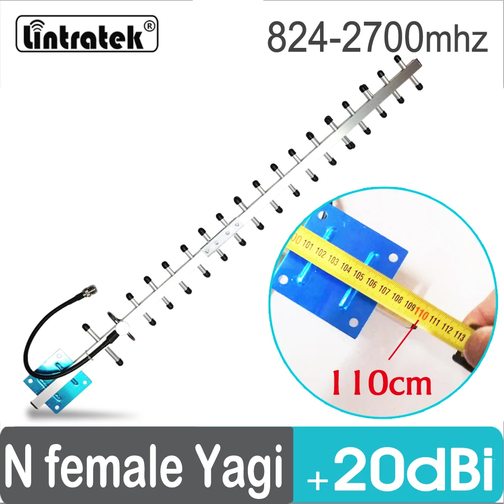 Lintratek Yagi External Cellphone Antenna Outdoor Antenna for Mobile Signal Booster Reepater 20dBi 2G 3G 4G 824-2700MHz 18-Unit