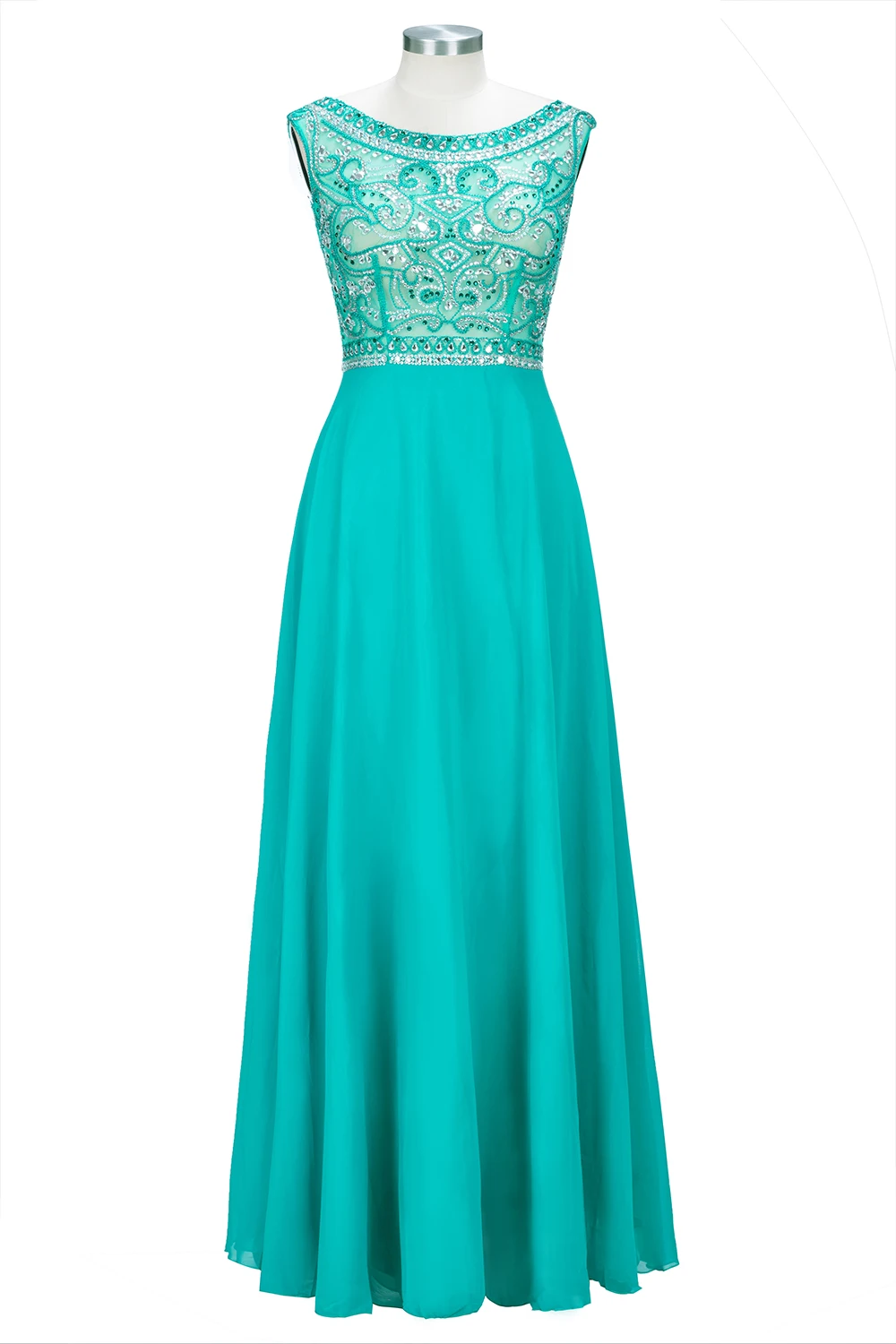 

Elegant Emerald Green Evening Gowns Beaded Lace Long Evening Dress Chiffon Sleeveless A Line Formal Party Dress vestidos largos