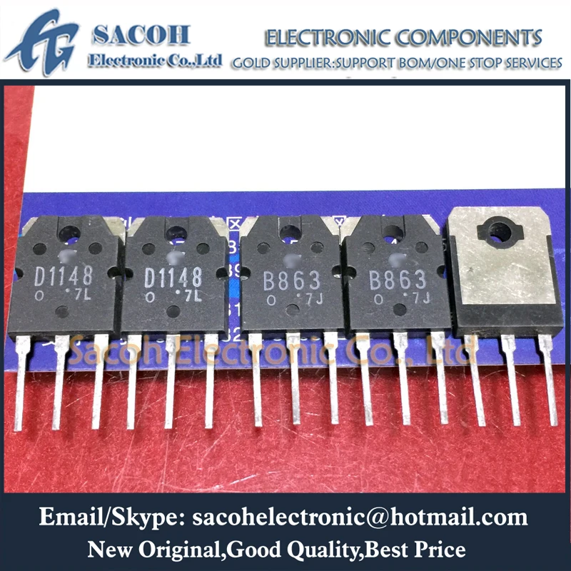 

New Original 2Pairs(4Pcs)/Lot 2SD1148 D1148 + 2SB863 B863 TO-3P 10A 140V Silicon NPN + PNP Power Transistor