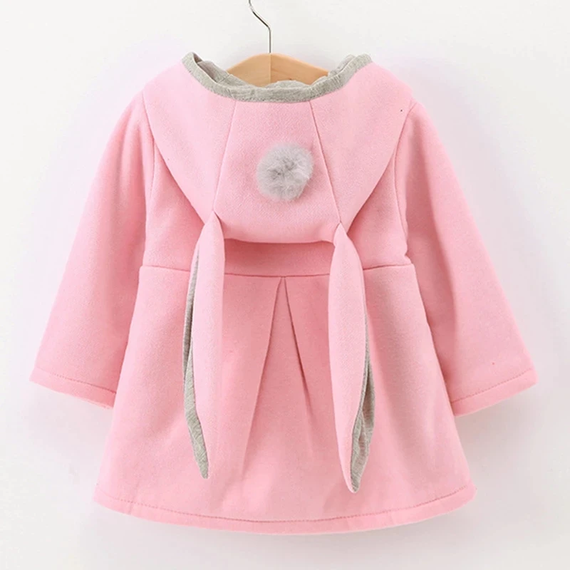 Baby Girls Jacket in Spring Rabbit Ears Coat Children Clothes Outerwear Autumn Kids Warm Cotton Dress Jacket Infant Girl Coat