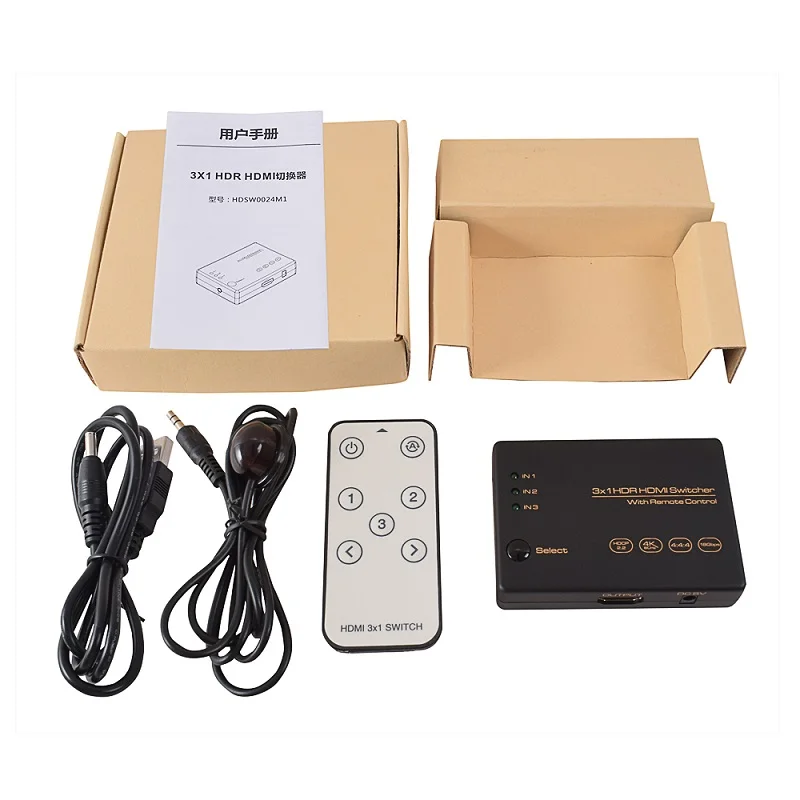 HDMI Schalter 18Gbps 3 Port 4K @ 60Hz 1080P 3D HDR10 UHD 3 In 1 Heraus HDCP 2,2 Video Audio Selector 3x1 DIY Fernbedienung für PS4/5